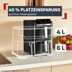 TEFAL EY7568 Easy Fry Crispy Stack Doppelkammer- Heißluftfritteuse