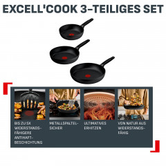Tefal Pfannen-Set »Excell'Cook« Aluminium Set, je 1 Pfanne 20/24/28 cm, 3 tlg. leistungsstarke Antihaftbeschichtung, Induktion, metallspatelsicher