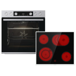 GORENJE STEEL SET 4 (BCS6737E06X+ECD634X), Einbauherdset (Glaskeramik-Kochfeld, A, 77 l)