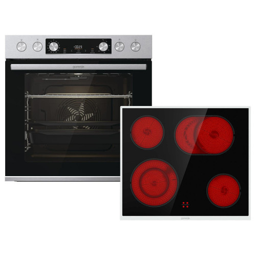 GORENJE STEEL SET 4 (BCS6737E06X+ECD634X), Einbauherdset (Glaskeramik-Kochfeld, A, 77 l)
