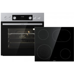 GORENJE Steel Heißluft Set (Einbauherd BCA6737AO5X und Kochfeld ECDA643SC) , Einbauherdset (Glaskeramik, A, 73 l)