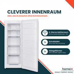 HOMEX FSN1611E-W Gefrierschrank (E, 1430 mm hoch)