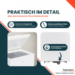HOMEX FT1421-W Gefriertruhe (E, 850 mm hoch)