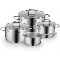 WMF Topf-Set »Inspiration Induktion, Kochtopf Set mit Glasdeckel« Set, 3x Fleischtöpfe Ø 16/20/24 cm, 1x Stieltopf Ø 16 cm, 7 Stk. tlg. Cromargan® Edelstahl Rostfrei 18/10