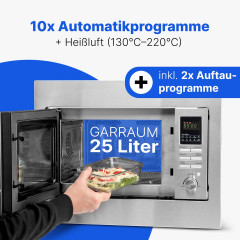 BOMANN MWG 2216 H EB 25L, Mikrowelle (900 Watt, 25 l Garraum-Volumen, Grillfunktion, Heißluftfunktion)
