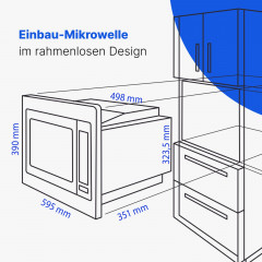 BOMANN MWG 3001 H EB 25L RAHMENLOS, Mikrowelle (900 Watt, 25 l Garraum-Volumen, Grillfunktion, Heißluftfunktion)