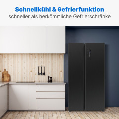 BOMANN SBS 7344 SIX 90CM E 442L Side-by-Side (E, 1770 mm hoch, Schwarz/Inox)