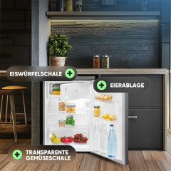 BOMANN KS 7251 INOX-LOOK 55CM C 109L Kühlschrank mit Gefrierfach (C, 850 mm hoch, Edelstahl Optik)