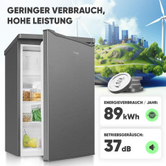 BOMANN KS 7251 INOX-LOOK 55CM C 109L Kühlschrank mit Gefrierfach (C, 850 mm hoch, Edelstahl Optik)