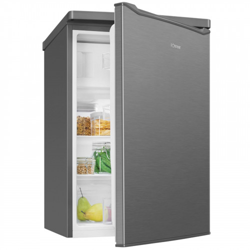 BOMANN KS 7251 INOX-LOOK 55CM C 109L Kühlschrank mit Gefrierfach (C, 850 mm hoch, Edelstahl Optik)