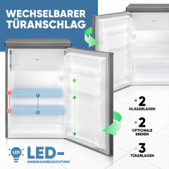 BOMANN KS 7251 INOX-LOOK 55CM C 109L Kühlschrank mit Gefrierfach (C, 850 mm hoch, Edelstahl Optik)