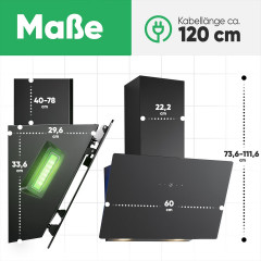 BOMANN DU 7611 G SCHWARZ 60MM A+ LED AMBILIGHT, Dunstabzugshaube (600 mm breit, 296 mm tief)