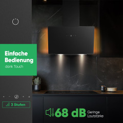 BOMANN DU 7611 G SCHWARZ 60MM A+ LED AMBILIGHT, Dunstabzugshaube (600 mm breit, 296 mm tief)