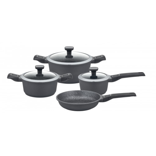 GSW Topf-Set »Easy Click« Set, Kochtopf 20/24 cm, 1 Stielkasserolle 16 cm, 1 Bratpfanne 24 cm, 7 Stk. tlg. Aluminiumguss