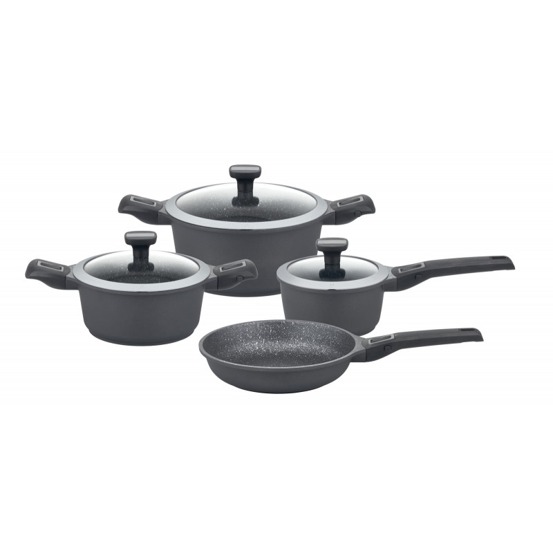 GSW Topf-Set »Easy Click« Set, Kochtopf 20/24 cm, 1 Stielkasserolle 16 cm, 1 Bratpfanne 24 cm, 7 Stk. tlg. Aluminiumguss