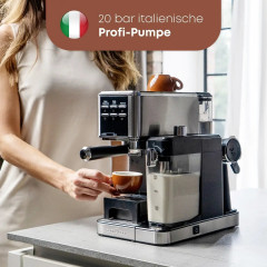 Profi Cook PC-ES-KA 1266 Espressomaschine Edelstahl mit automatischem Milchaufschäumer