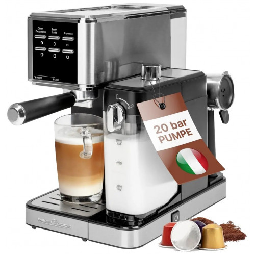 Profi Cook PC-ES-KA 1266 Espressomaschine Edelstahl mit automatischem Milchaufschäumer