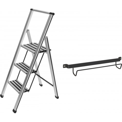 WENKO Trittleiter »Modell Alu-Design« 2 Stk. tlg. stabile Klapptritt Leiter, rutschsicher, bis 150 kg, mit Leiternhalter