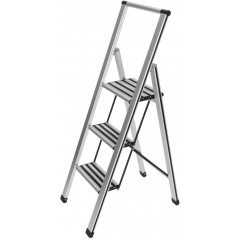 WENKO Trittleiter »Modell Alu-Design« 2 Stk. tlg. stabile Klapptritt Leiter, rutschsicher, bis 150 kg, mit Leiternhalter