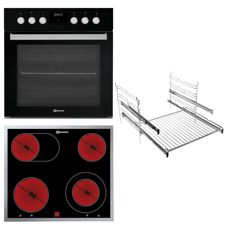 BAUKNECHT HEKO BLACK 500 P, Einbauherdset (Elektro-Kochfeld herdgebunden, A+, 65 l)