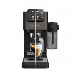 GRUNDIG KSM 6430 3-in-1 Espresso, Kaffeepads oder Kaffeekapseln, Siebträgermaschine Dark Inox/Schwarz