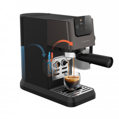 GRUNDIG KSM 6430 3-in-1 Espresso, Kaffeepads oder Kaffeekapseln, Siebträgermaschine Dark Inox/Schwarz