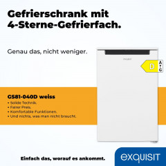 exquisit Gefrierschrank »GS81-040D weiss« 85 cm hoch 55 cm breit 4*-Gefrierschrank mit ergonomischer Griffmulde – bequem zu öffnen