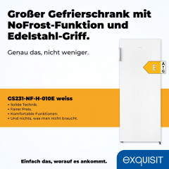 exquisit Gefrierschrank NoFrost »GS231-NF-H-010E weiss« 143,4 cm hoch 56 cm breit 4*-Gefrierschrank No Frost mit LED-Anzeige & praktischem Griff