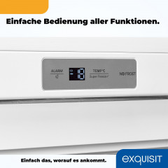 exquisit Gefrierschrank NoFrost »GS231-NF-H-010E weiss« 143,4 cm hoch 56 cm breit 4*-Gefrierschrank No Frost mit LED-Anzeige & praktischem Griff
