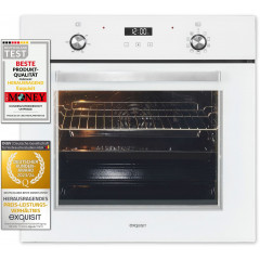 exquisit Backofen »EBE76-9-H-020 weiss« mit 1-fach-Teleskopauszug Pizzafunktion – ideal für Pizza, Focaccia und mehr!