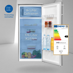 EXQUISIT KS185-4-HE-040E inoxlook Kühlschrank (E, 1220 mm hoch, silber)