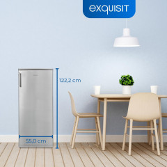 EXQUISIT KS185-4-HE-040E inoxlook Kühlschrank (E, 1220 mm hoch, silber)