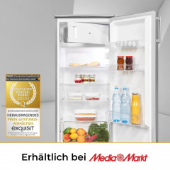 EXQUISIT KS185-4-HE-040E inoxlook Kühlschrank (E, 1220 mm hoch, silber)