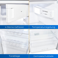 EXQUISIT KS185-4-HE-040E inoxlook Kühlschrank (E, 1220 mm hoch, silber)