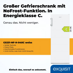 exquisit Gefrierschrank NoFrost »GS231-NF-H-040C weiss« 143 cm hoch 54 cm breit 4*-Gefrierschrank No Frost mit LED-Anzeige & praktischem Griff