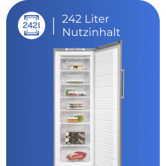 exquisit Gefrierschrank NoFrost »GS280-HE-040D« 171 cm hoch 60 cm breit 4*-Gefrierschrank No Frost mit LED-Anzeige & praktischem Griff