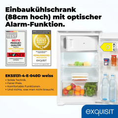 EXQUISIT EKS5131-4-E-040D Einbaukühlschrank (D, 880 mm hoch, Weiß)