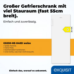 exquisit Gefrierschrank »GS230-HE-040D« 142 cm hoch 55 cm breit 4*-Gefrierschrank LED-Anzeige & Griff– leicht und bequem öffnen