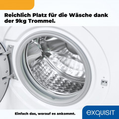 exquisit Waschmaschine »WA9214-340A« 9 kg 1400 U/min AquaStop-Vollwasserschutz, Trommelreinigung für sauberen Innenraum