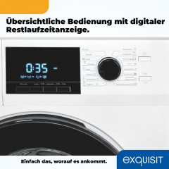 exquisit Waschmaschine »WA9214-340A« 9 kg 1400 U/min AquaStop-Vollwasserschutz, Trommelreinigung für sauberen Innenraum