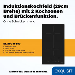 EXQUISIT EKI300-B-380 Induktionskochfeld (290 mm breit, 2 Kochfelder)