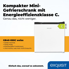 exquisit Gefrierschrank »GB40-050C weiss« 49,5 cm hoch 47,5 cm breit Kompakt & leise |Thermostat für Temperaturwahl | 4 Sterne Gefrieren