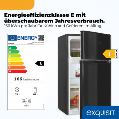EXQUISIT KGC590-30-E-040E schwarz Kühl-Gefrierkombination (E, 850 mm hoch, Schwarz)