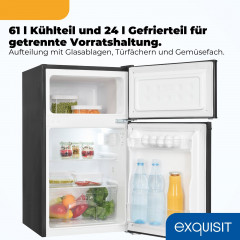 EXQUISIT KGC590-30-E-040E schwarz Kühl-Gefrierkombination (E, 850 mm hoch, Schwarz)