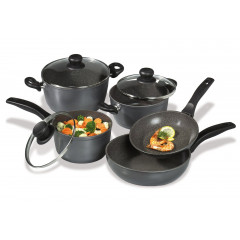 STONELINE Topf-Set Set, Bratentopf 20 cm, Kochtopf 20 cm, Kasserolle 18 cm, Pfanne 20/24 cm, 5 Stk. tlg. Aluminium