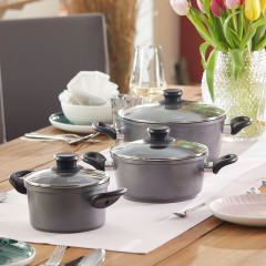 STONELINE Topf-Set Set, 1x Kochtopf Ø 16 cm, 1x Kochtopf Ø 20 cm, 1x Kochtopf Ø 24 cm, 6 Stk. tlg. Aluminium