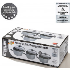 STONELINE Topf-Set Set, 1x Kochtopf Ø 16 cm, 1x Kochtopf Ø 20 cm, 1x Kochtopf Ø 24 cm, 6 Stk. tlg. Aluminium