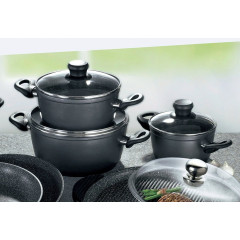 STONELINE Topf-Set Set, 1x Kochtopf Ø 16 cm, 1x Kochtopf Ø 20 cm, 1x Kochtopf Ø 24 cm, 6 Stk. tlg. Aluminium
