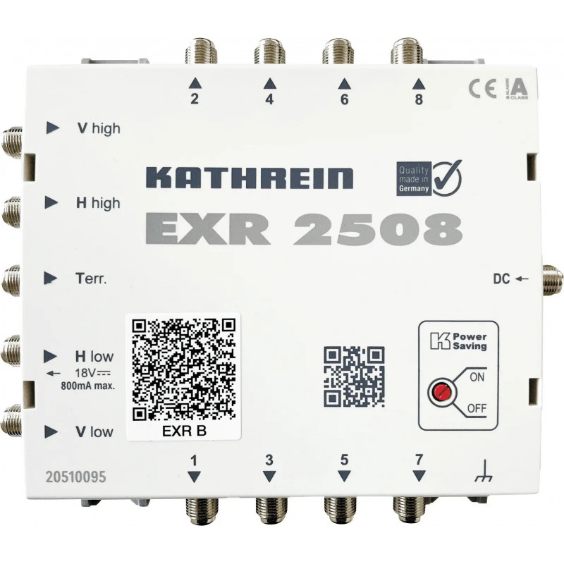 Kathrein EXR 2508 SAT Multischalter Eingänge (Multischalter): 5 (4 SAT/1 terrestrisch) Teilnehmer-Anzahl: 8