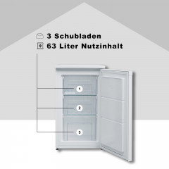 TELEFUNKEN CF-34-101-W Gefrierschrank (E, 160 kWh/Jahr, 63 l, 82,1 cm hoch)